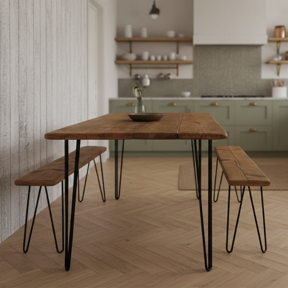 Small Wooden Bench - Hairpin Legs | Reclaimed Wood Benches - Image 5