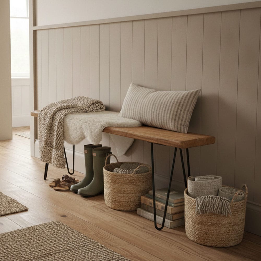 Small Wooden Bench - Hairpin Legs | Reclaimed Wood Benches - Image 6