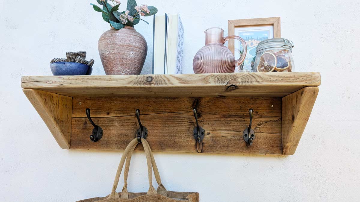 Reclaimed Wood Coat Rack with Shelf Wooden Shelves with Coat