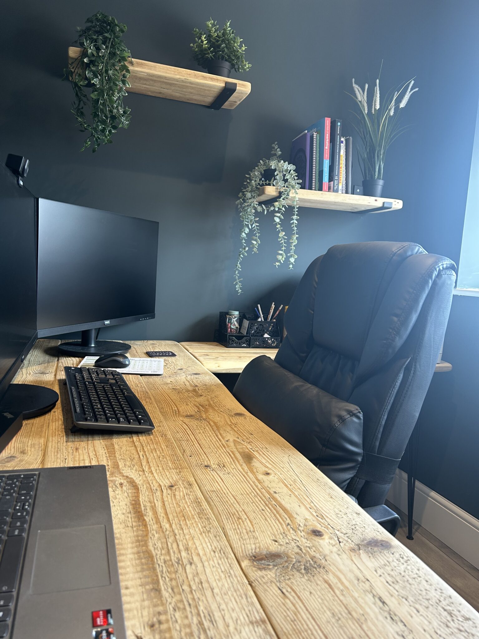 Home Office Corner Desk L Shaped Desk Reclaimed Solid Wood Hairpin