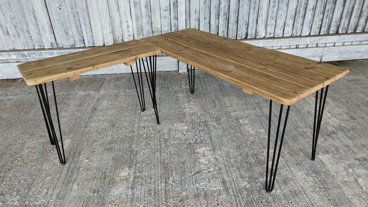 Home Office Corner Desk L Shaped Desk Reclaimed Solid Wood Hairpin