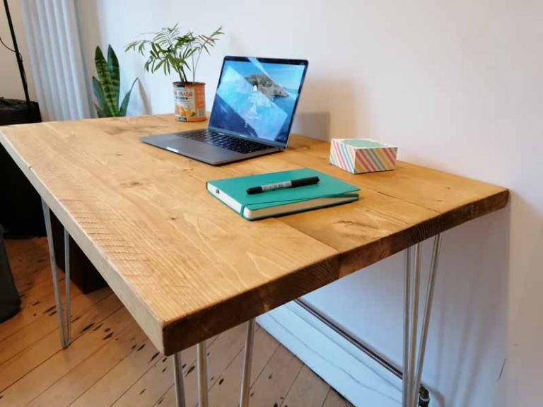 Reclaimed Wood Desk Hairpin Legs Solid Wooden Desks Rustic Home