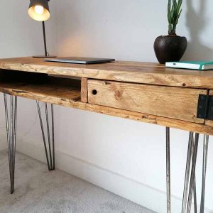 wood desk with drawer