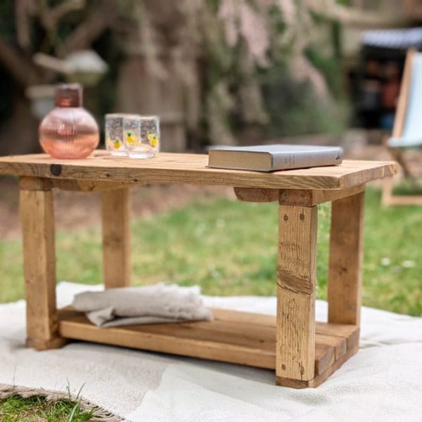 Garden Coffee Table Square Legs - With Shelf