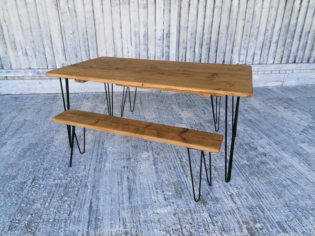 Reclaimed Wood Dining Table Hairpin Legs Project Reclaim