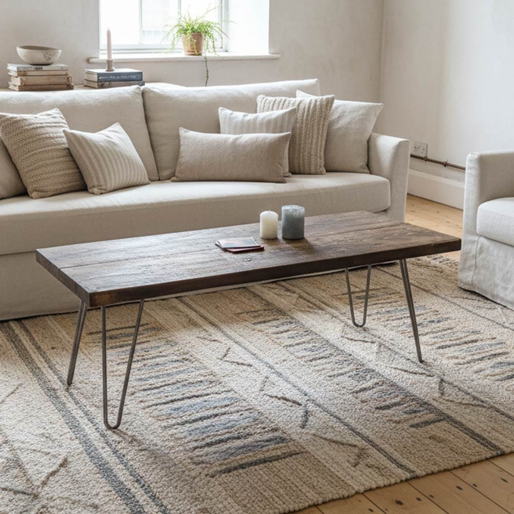 Rectangle Coffee Tables - Hairpin Legs | Square Coffee Table | Rustic Reclaimed Wood