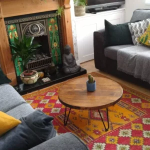 Round Wood Coffee Table - Hairpin Legs | Circular Living Room Table | Small - Large Round Side Table