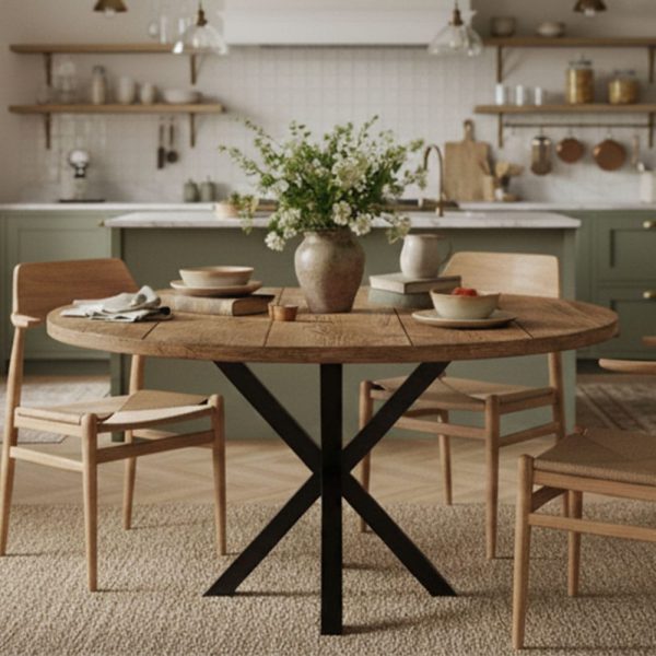 Round Dining Room Table Pedestal Legs | Rustic Reclaimed Wood