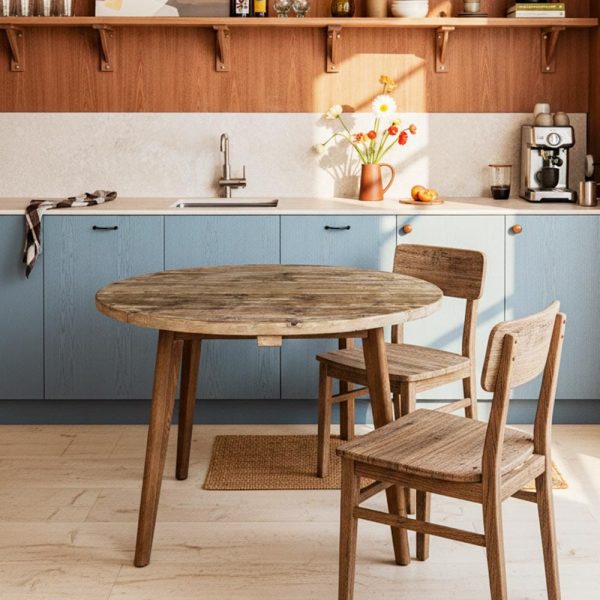 Rustic Round Dining Table - Pin Legs (4 Options) | Handcrafted Reclaimed Wood