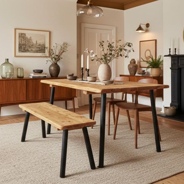 Dining Table Scaffold Boards - Single Pin Legs | Handmade | Reclaimed Dining Room Table