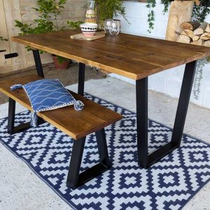 Wooden Outdoor Table and Benches - Triangle