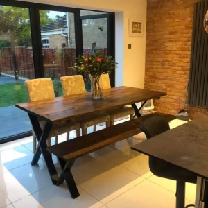 Rustic Dining Table - X-Frame | with Bench Options