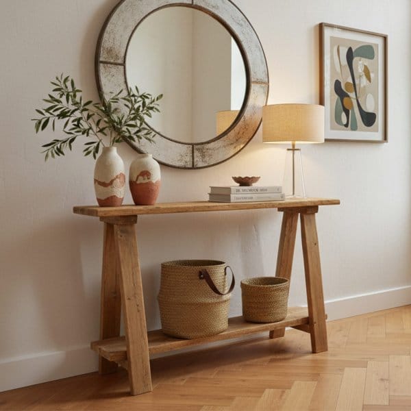 Rustic Reclaimed Wood Hallway Console Table | Farmhouse | Hallway Side Table | Shoe Storage