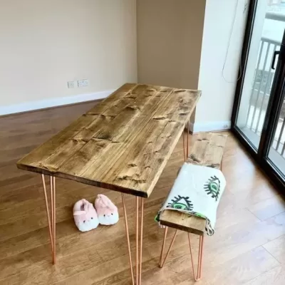 Dining Table, Jacobean, Copper Hairpin Legs, Farringdon